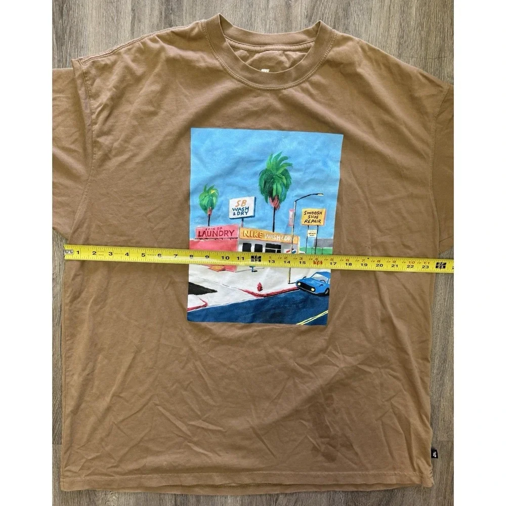 Nike SB The Nike Tee Loose Fit XL Brown Graphic T-Shirt Wash And Dry Art Skate